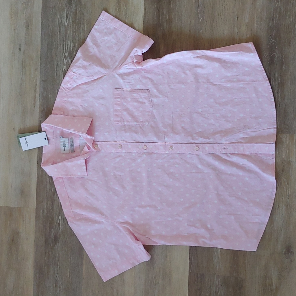 NWT Goodfellow & Co Slim Fit Pink Vacay Short Sleeve Button Down Shirt Size XXL